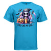 COLD LIKE MY SOUL graphic tee light steel front, cute reaper purple pumpkin iced coffee tee Project Hood