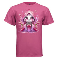 CHERRY REAPER graphic tee white front, cute reaper cherry coquette tee for women Project Hood