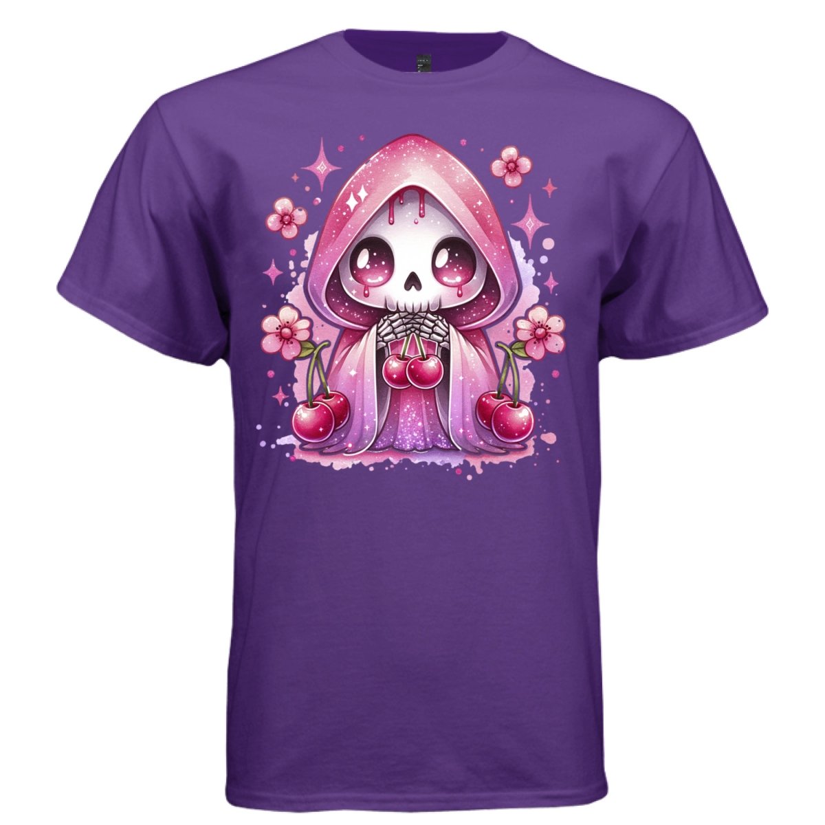 CHERRY REAPER graphic tee black front, cute goth reaper cherry coquette tee Project Hood