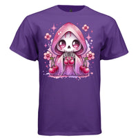CHERRY REAPER graphic tee black front, cute goth reaper cherry coquette tee Project Hood