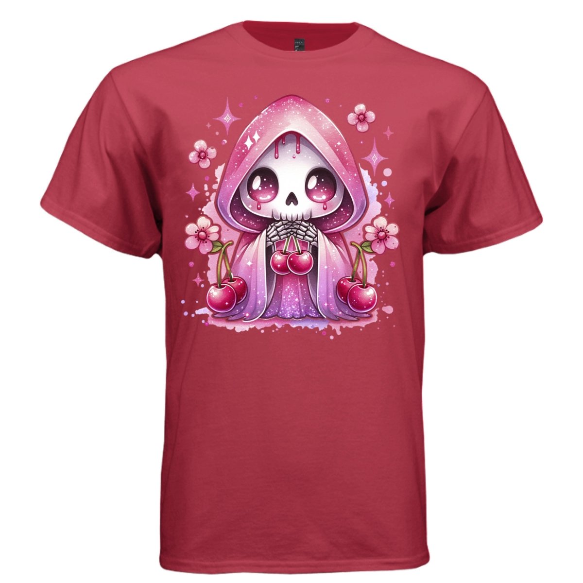 CHERRY REAPER graphic tee navy front, cute cherry coquette goth tee for her Project Hood