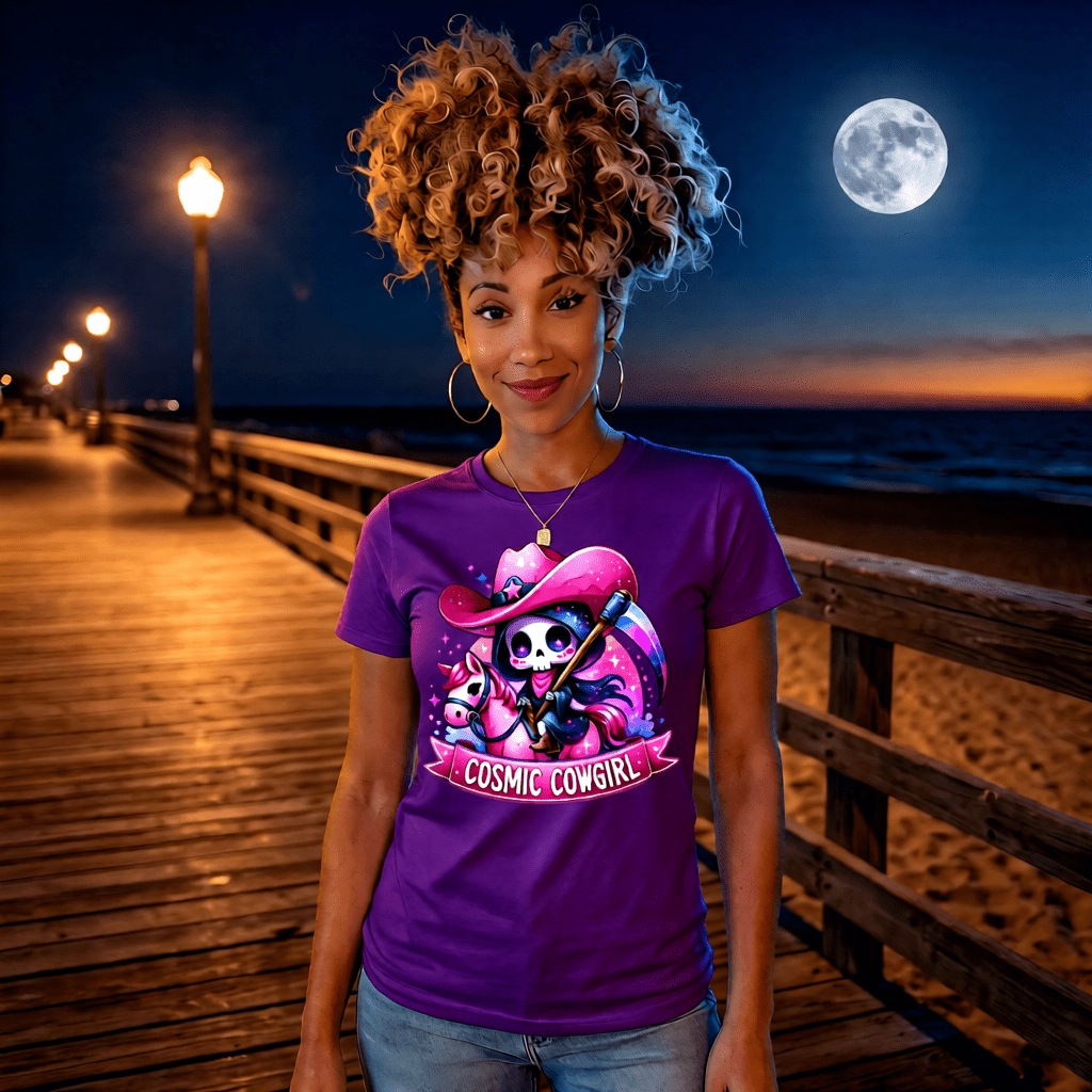 COSMIC COWGIRL cute pastel goth reaper space cowgirl graphic tee for women Project Hood