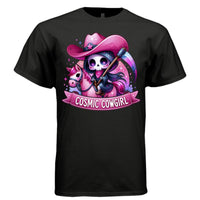 COSMIC COWGIRL graphic tee sand front, cute pastel goth space cowgirl tee Project Hood