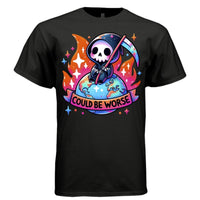 COULD BE WORSE graphic tee sand front, cute pastel goth dark humor tee Project Hood