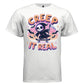 CREEP IT REAL graphic tee pink front, cute skateboard halloween reaper tee for her Project Hood