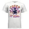 CREEP IT REAL graphic tee pink front, cute skateboard halloween reaper tee for her Project Hood