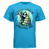 CREEPING AROUND THE CHRISTMAS TREE graphic tee light steel front, cute reaper christmas tree tee Project Hood