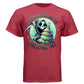CREEPING AROUND THE CHRISTMAS TREE graphic tee navy front, cute christmas tree goth tee for her Project Hood