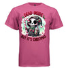 DEAD INSIDE BUT IT'S CHRISTMAS graphic tee white front, cute reaper candy cane christmas tee for women Project Hood