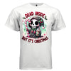 DEAD INSIDE BUT IT'S CHRISTMAS graphic tee pink front, cute candy cane christmas reaper tee for her Project Hood