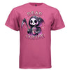 DEAD INSIDE graphic tee white front, cute reaper pink iced drink tee for women Project Hood