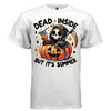DEAD INSIDE BUT IT'S SUMMER graphic tee pink front, cute orange pumpkin summer drink reaper tee for her Project Hood