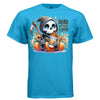 DEAD WITHOUT COFFEE graphic tee light steel front, cute reaper pumpkin fall coffee tee Project Hood