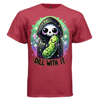 DILL WITH IT graphic tee navy front, cute pickle goth tee for her Project Hood