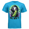 DILL WITH IT graphic tee light steel front, cute reaper pickle tee Project Hood