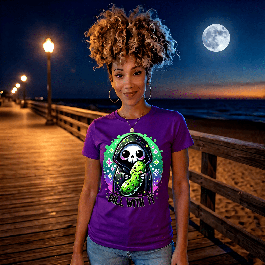 DILL WITH IT cute pastel goth reaper pickle graphic tee for women Project Hood