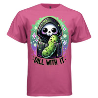DILL WITH IT graphic tee white front, cute reaper pickle tee for women Project Hood