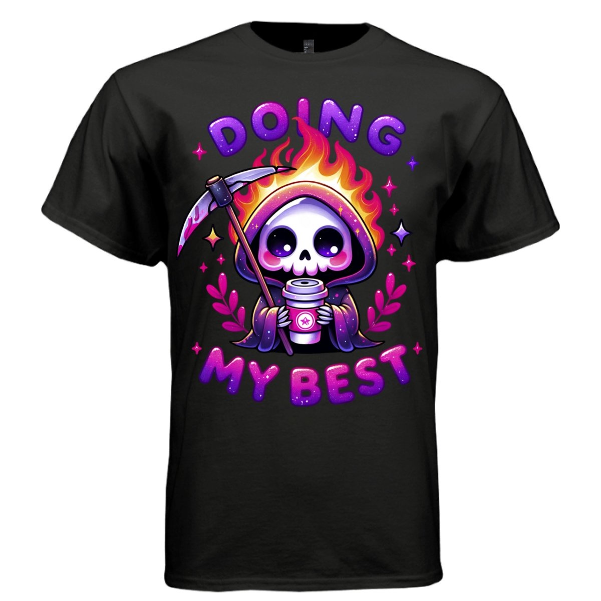 DOING MY BEST graphic tee sand front, cute pastel goth galaxy coffee tee Project Hood