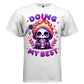 DOING MY BEST graphic tee pink front, cute galaxy coffee reaper tee for her Project Hood
