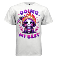DOING MY BEST graphic tee pink front, cute galaxy coffee reaper tee for her Project Hood