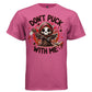 DON'T PUCK WITH ME graphic tee white front, cute reaper red hockey tee for women Project Hood
