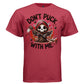 DON'T PUCK WITH ME graphic tee navy front, cute red hockey goth tee for her Project Hood
