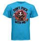 DON'T PUCK WITH ME graphic tee light steel front, cute reaper red hockey tee Project Hood