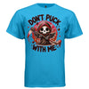 DON'T PUCK WITH ME graphic tee light steel front, cute reaper red hockey tee Project Hood