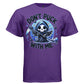 DON'T PUCK WITH ME graphic tee black front, cute goth reaper blue hockey tee Project Hood