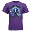 DON'T PUCK WITH ME graphic tee black front, cute goth reaper blue hockey tee Project Hood