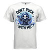 DON'T PUCK WITH ME graphic tee pink front, cute blue hockey reaper tee for her Project Hood