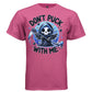 DON'T PUCK WITH ME graphic tee white front, cute reaper blue hockey tee for women Project Hood