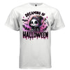 DREAMING OF HALLOWEEN graphic tee pink front, cute bats and stars reaper tee for her Project Hood
