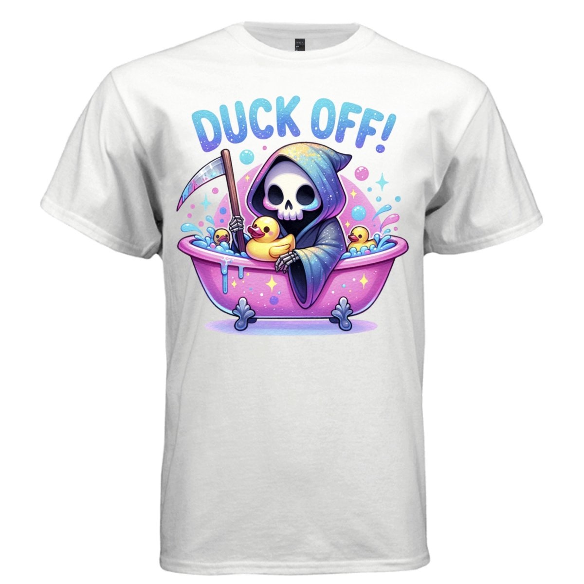 DUCK OFF graphic tee pink front, cute bathtub and ducks reaper tee for her Project Hood