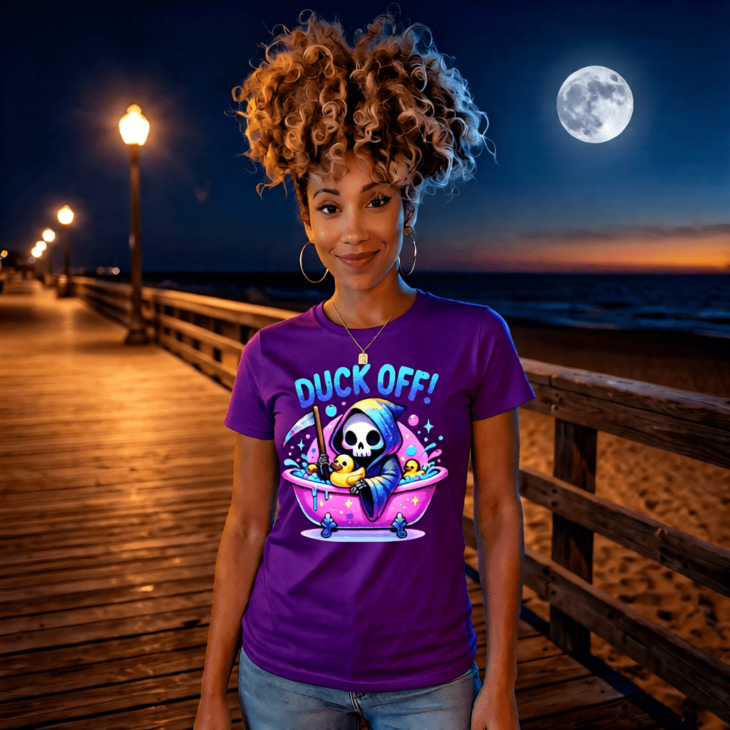 DUCK OFF cute pastel goth reaper bathtub and ducks graphic tee for women Project Hood