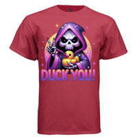 DUCK YOU graphic tee navy front, cute rubber duck goth tee for her Project Hood