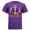 DUCK YOU graphic tee black front, cute goth reaper rubber duck tee Project Hood