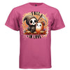FALL IN LOVE graphic tee white front, cute reaper ghost and pumpkins tee for women Project Hood