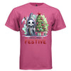 FEELING FESTIVE graphic tee white front, cute reaper christmas tree tee for women Project Hood