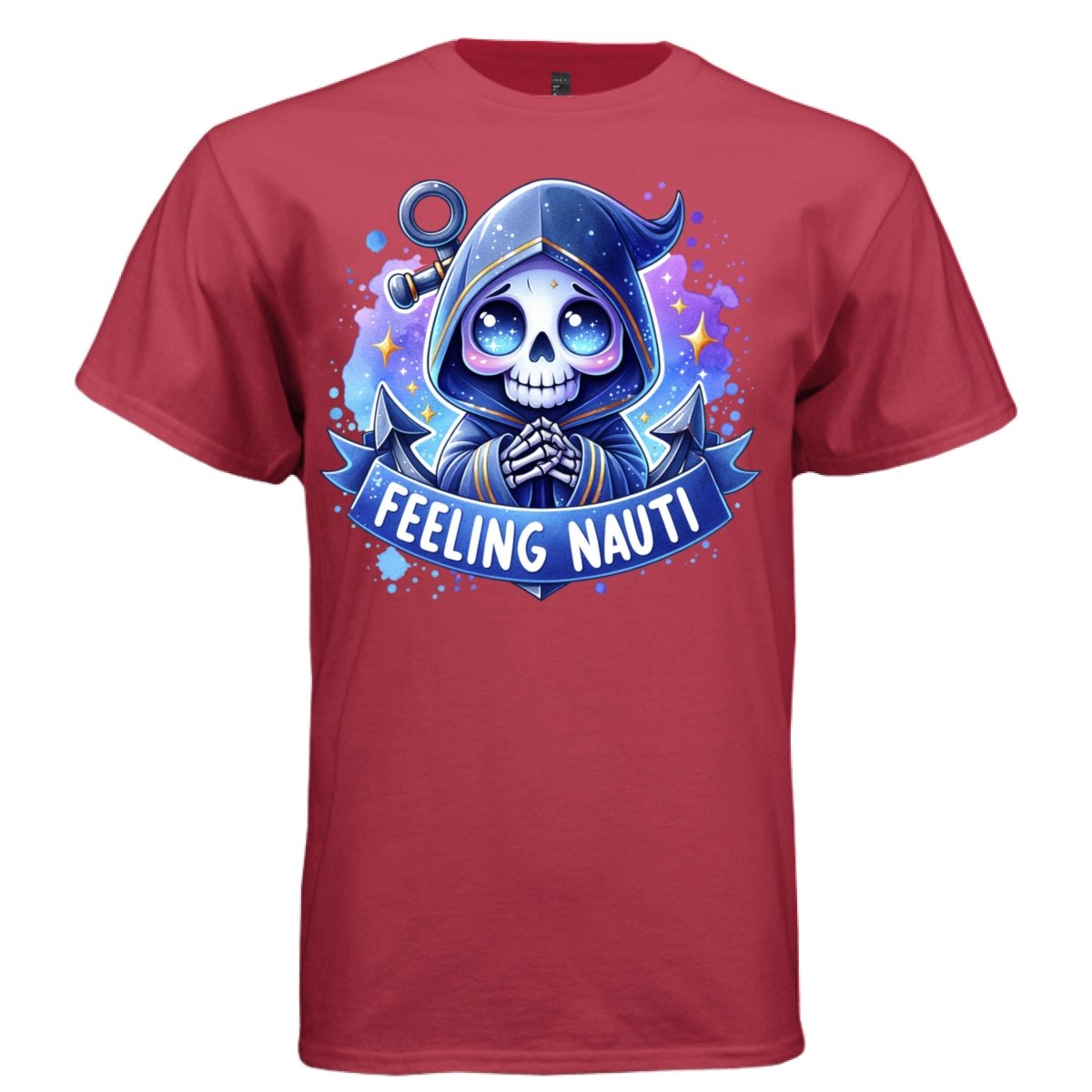 FEELING NAUTI graphic tee navy front, cute anchor and banner goth tee for her Project Hood