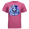 FEELING NAUTI graphic tee white front, cute reaper anchor and banner tee for women Project Hood
