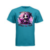 SPILL THE TEA tee in teal, front, creepy cute reaper teapot graphic tee for her - Project Hood