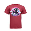 RAINBOW UNICORN REAPER tee in athletic red, front, cute pastel goth reaper pink unicorn graphic tee for women - Project Hood