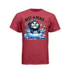 REST IN PEACE tee in athletic red, front, cute pastel goth reaper spa bath graphic tee for women - Project Hood