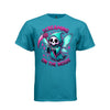 SCREAMING ON THE INSIDE tee in teal, front, creepy cute reaper fairy reaper graphic tee for her - Project Hood