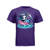 SMOOTH SAILING tee in purple, front, kawaii goth reaper shark boat graphic tee for women - Project Hood