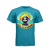SOUL FULL OF SUNSHINE tee in teal, front, creepy cute reaper beach sunset graphic tee for her - Project Hood