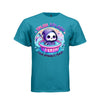 SPLISH SPLASH YOUR OPINION IS TRASH tee in teal, front, creepy cute reaper kiddie pool graphic tee for her - Project Hood