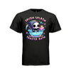 SPLISH SPLASH TOASTER BATH tee in black, front, cute reaper pink toaster graphic tee for her - Project Hood