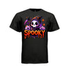 SPOOKY tee in black, front, cute reaper orange drip graphic tee for her, soft cotton - Project Hood